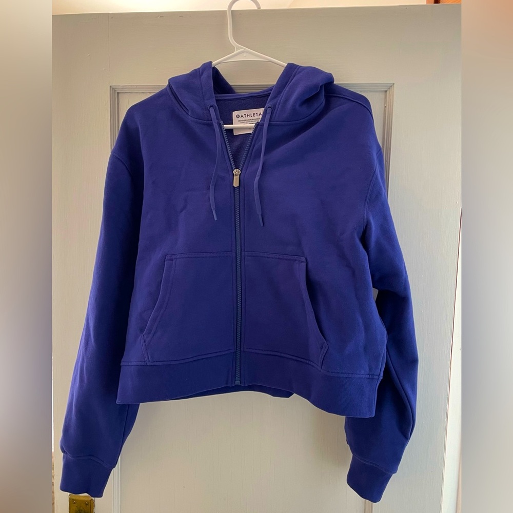 BRAND NEW, Athleta full-zip hoodie, Cobalt Blue